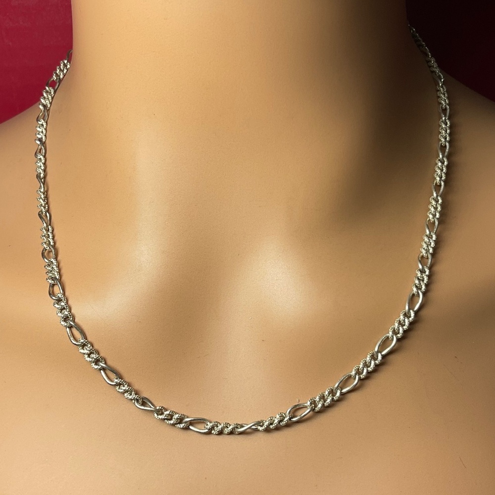 Sterling Silver Figaro Chain. 19.5 inches long